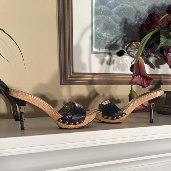 MARCIANO WOODEN STILETTO SANDALS - Picture 7 of 13